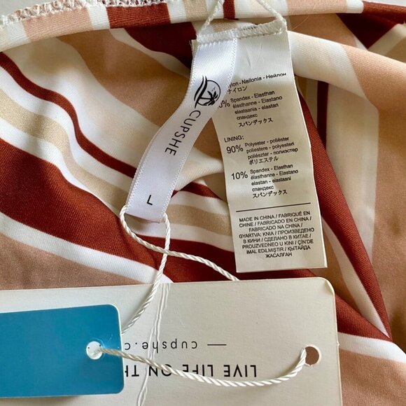 Cupshe One Piece Striped Cross Back Belted Swimsuit Women's Large NEW NWT - Picture 9 of 13